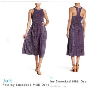 NWT Jolt Paisley Smocked Midi Dress size Medium